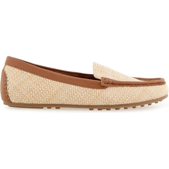Aerosoles Womens Natural Raffia Closed Rounded Toe Over Drive Flats Loafer - Picture 6 of 7